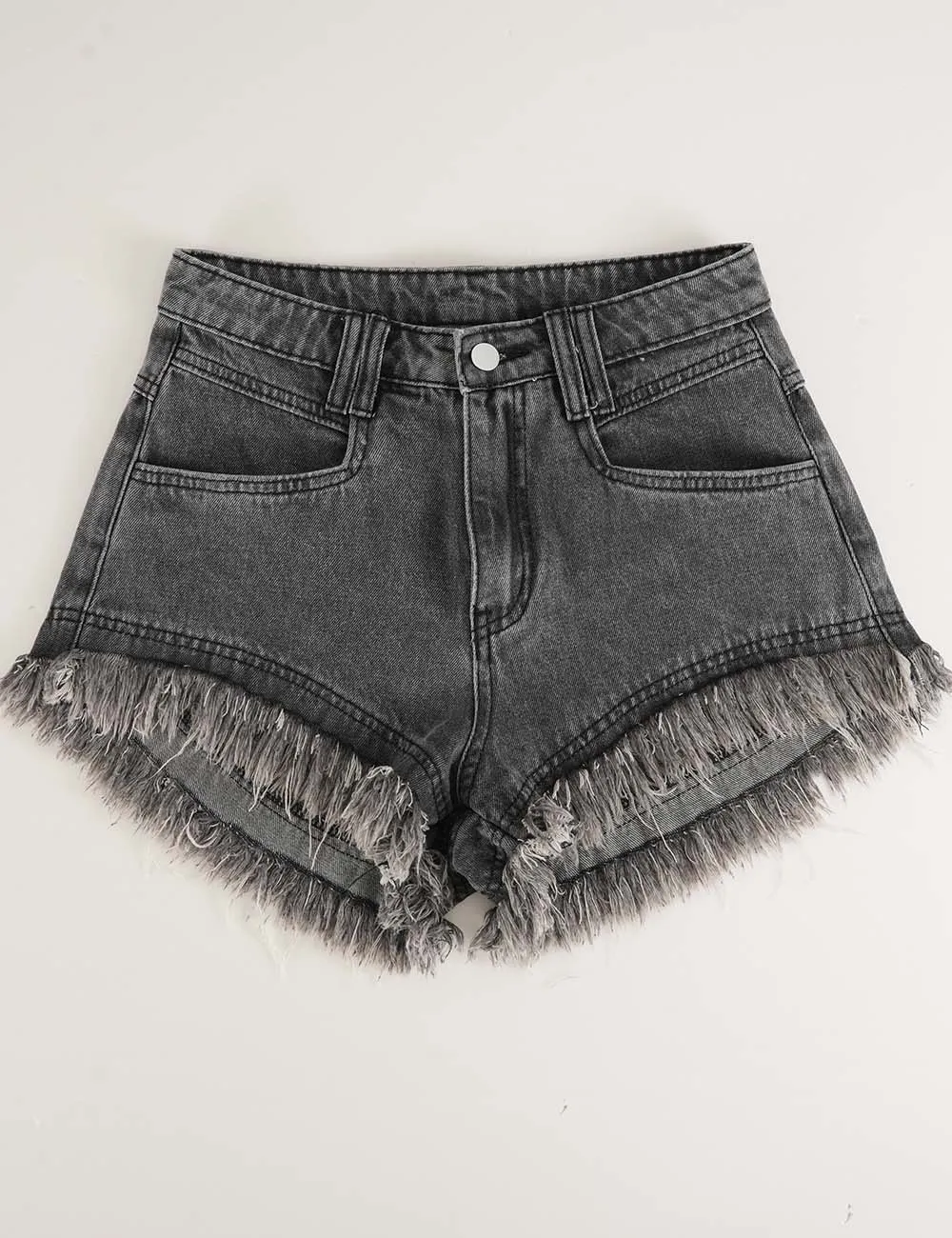 Pocket Frayed Denim Shorts