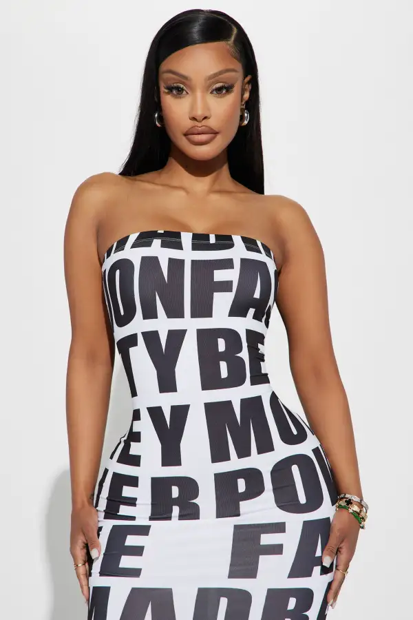 Riot Reflection Maxi Dress - White/Black