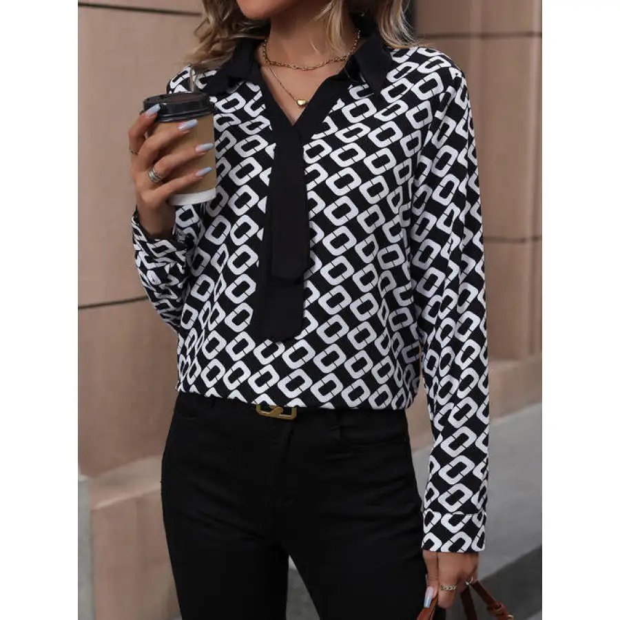 Relaxed Collared Print Collared Shirt