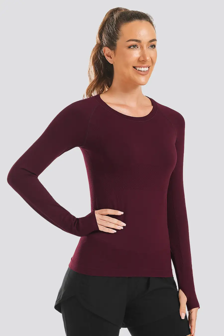 Seamless Long Sleeve Tops （Thumb Hole）