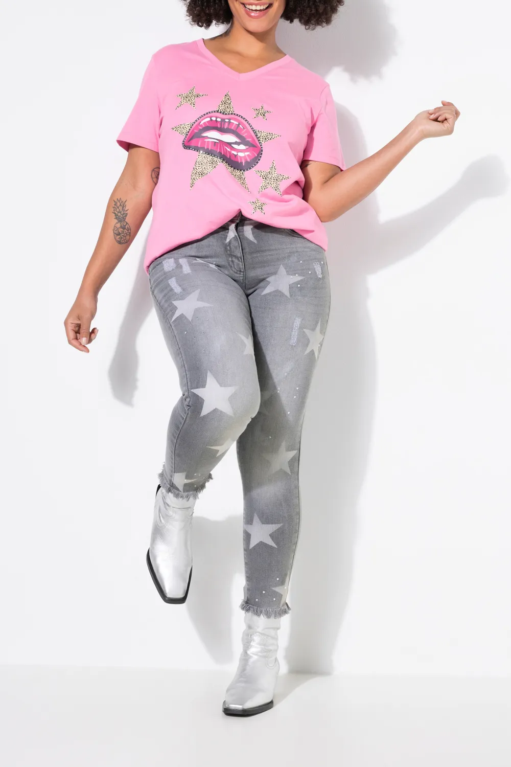 Contrast Elastic Jeans