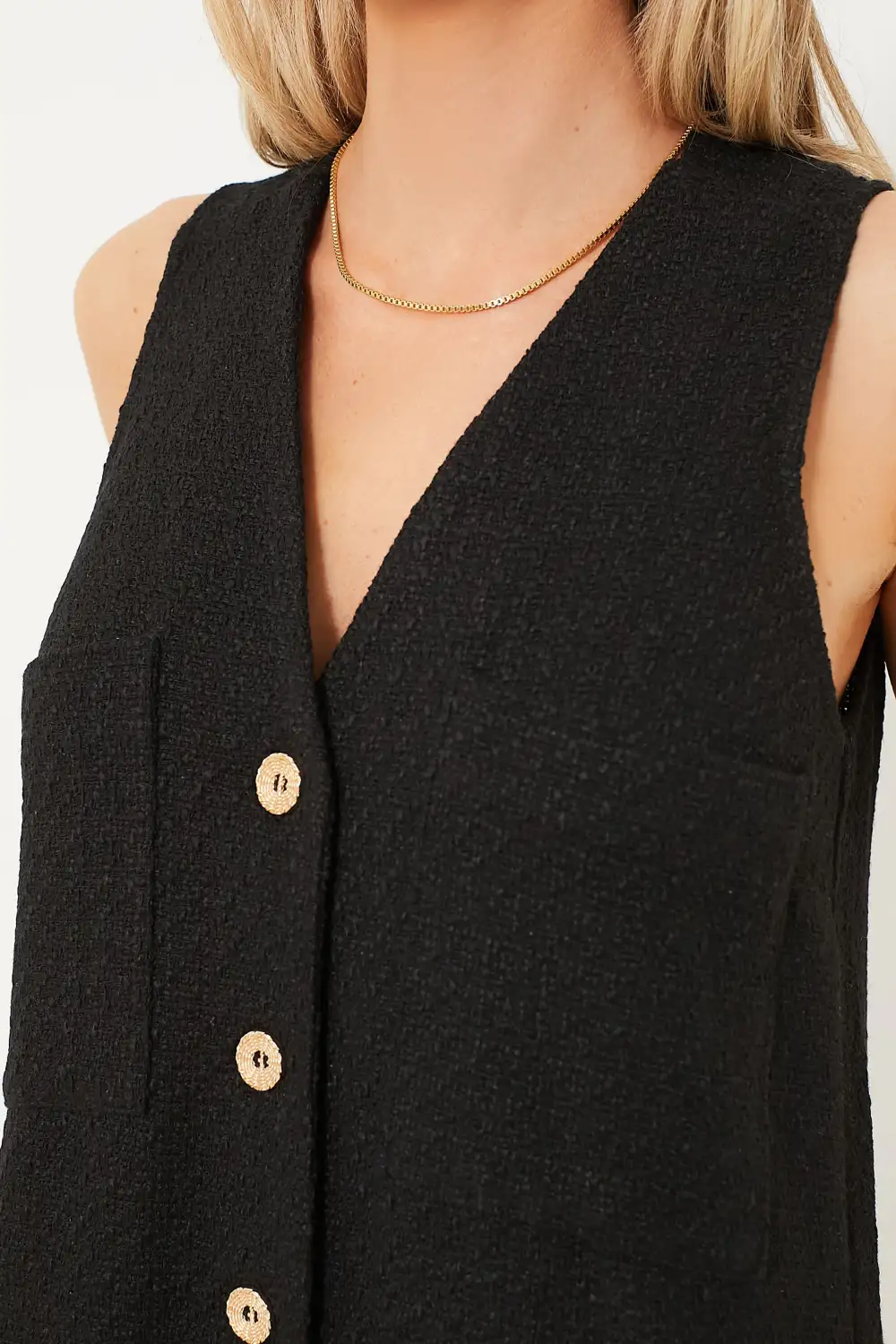 Black Textured Myla Romper