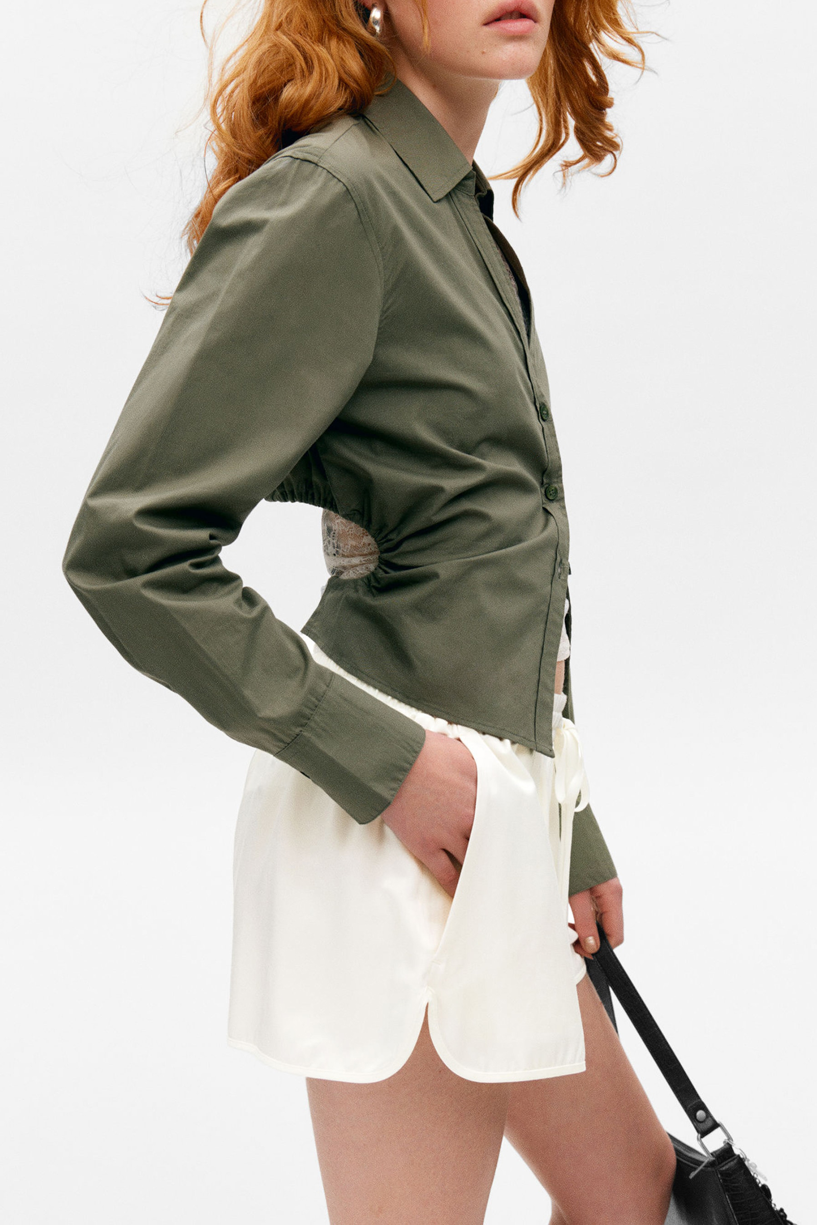 Cutout Back Drawstring Detail Shirt