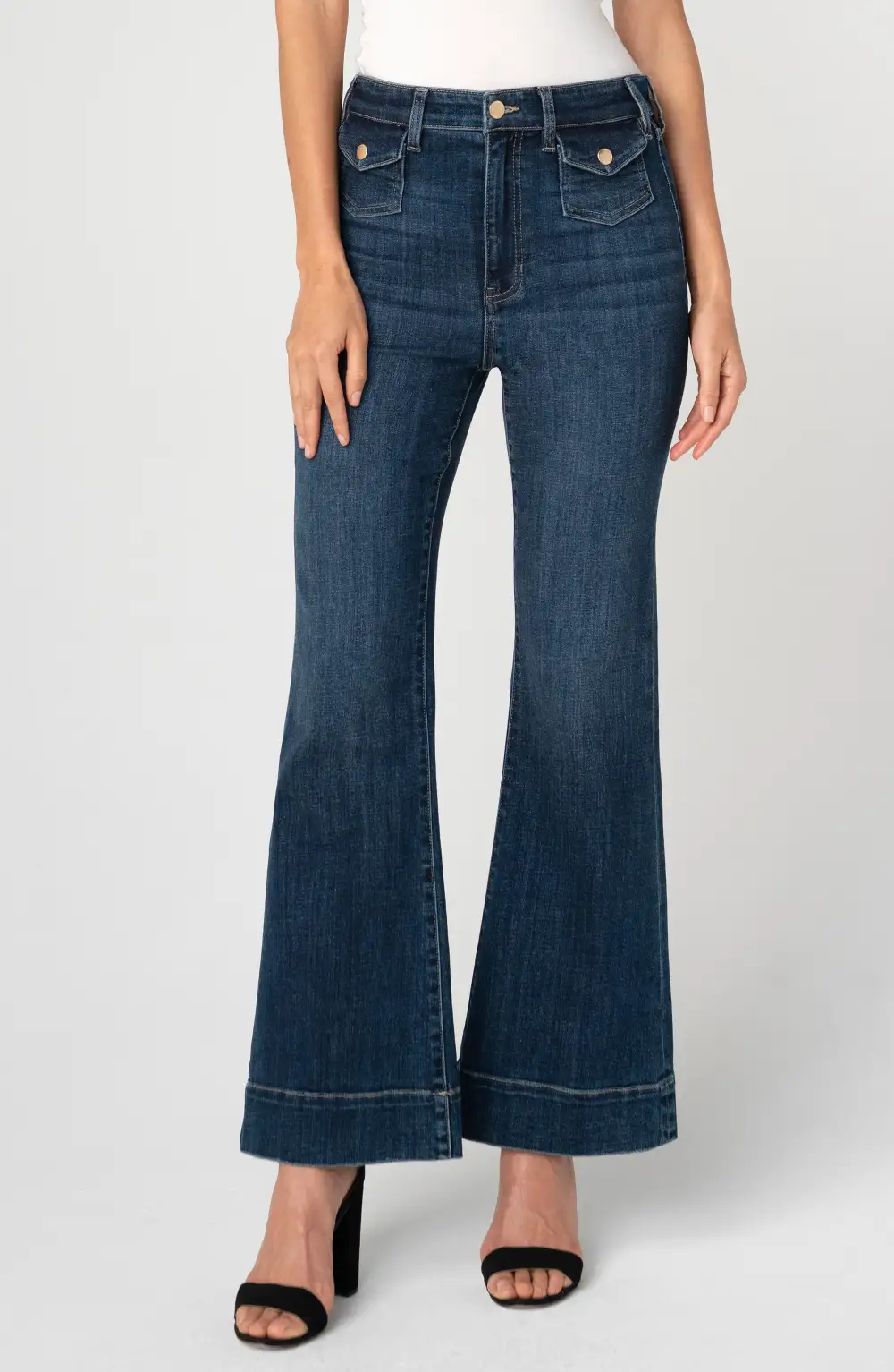 Flare Leg Mini High Rise Jeans