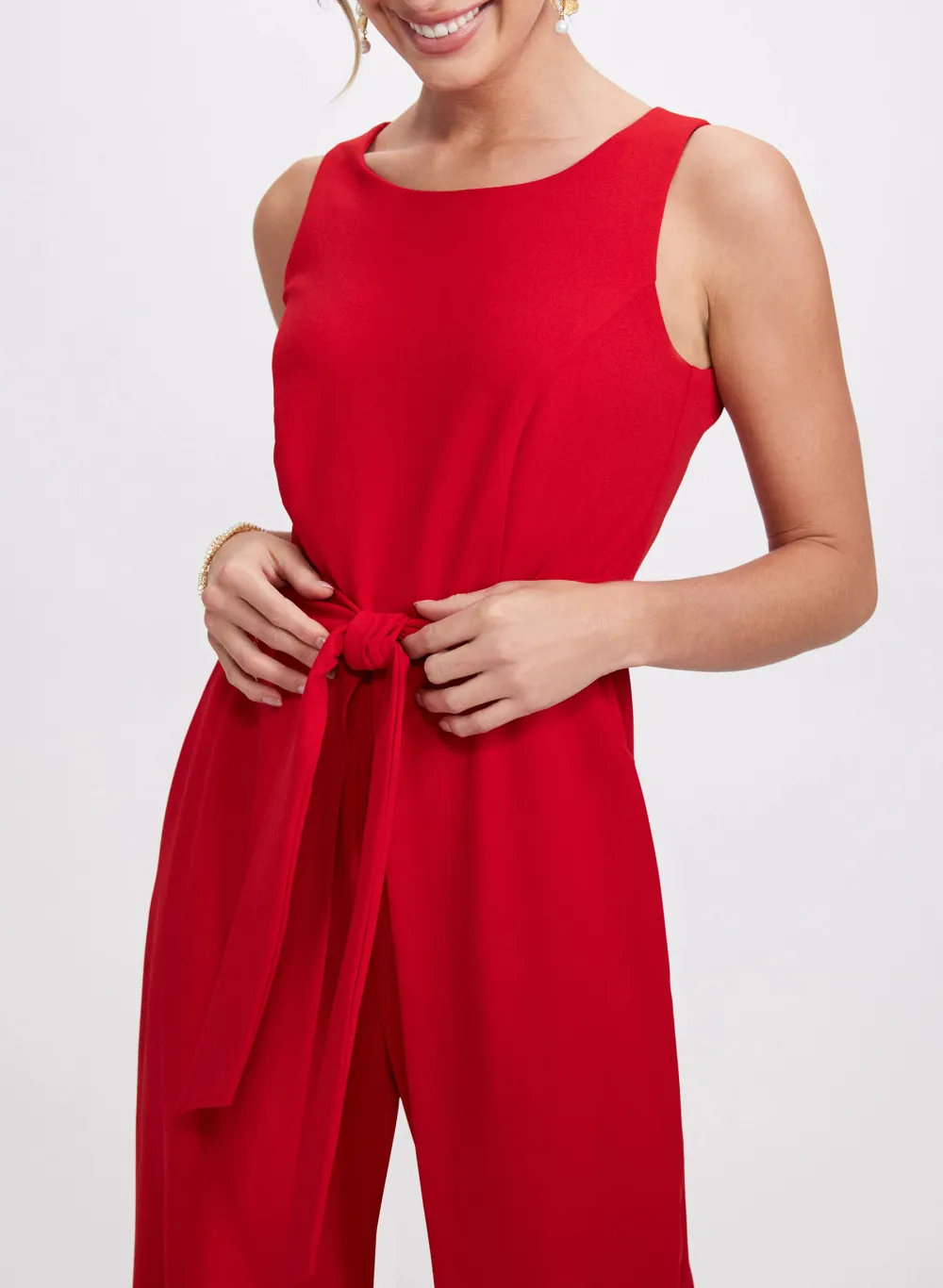 Red Pleated Jumpsuit