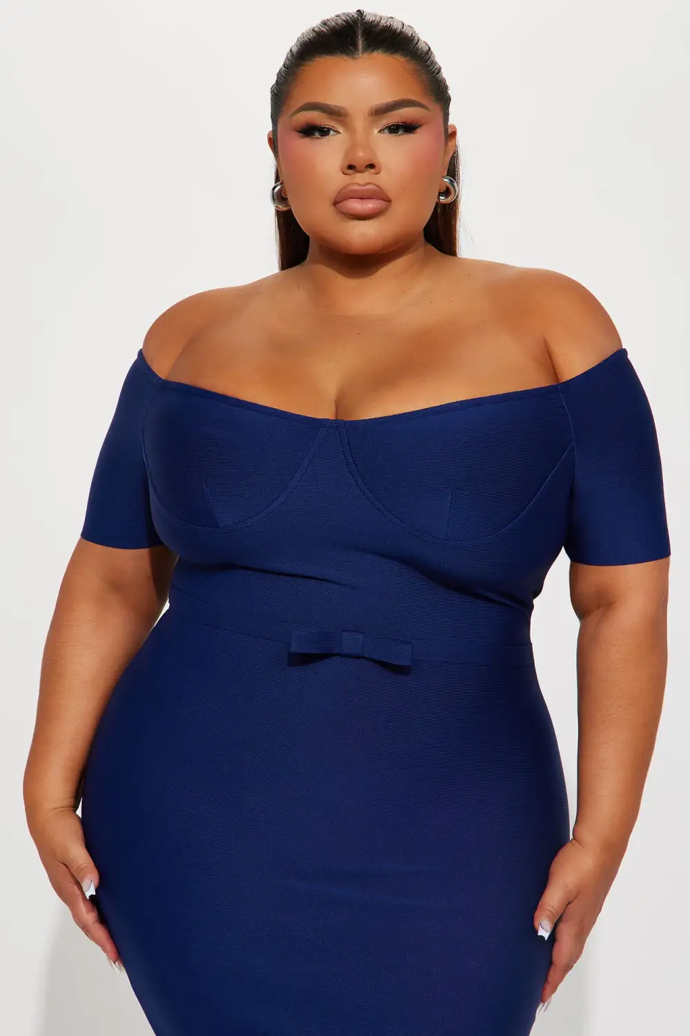 Take It Or Leave It Bandage Midi Dress - Navy