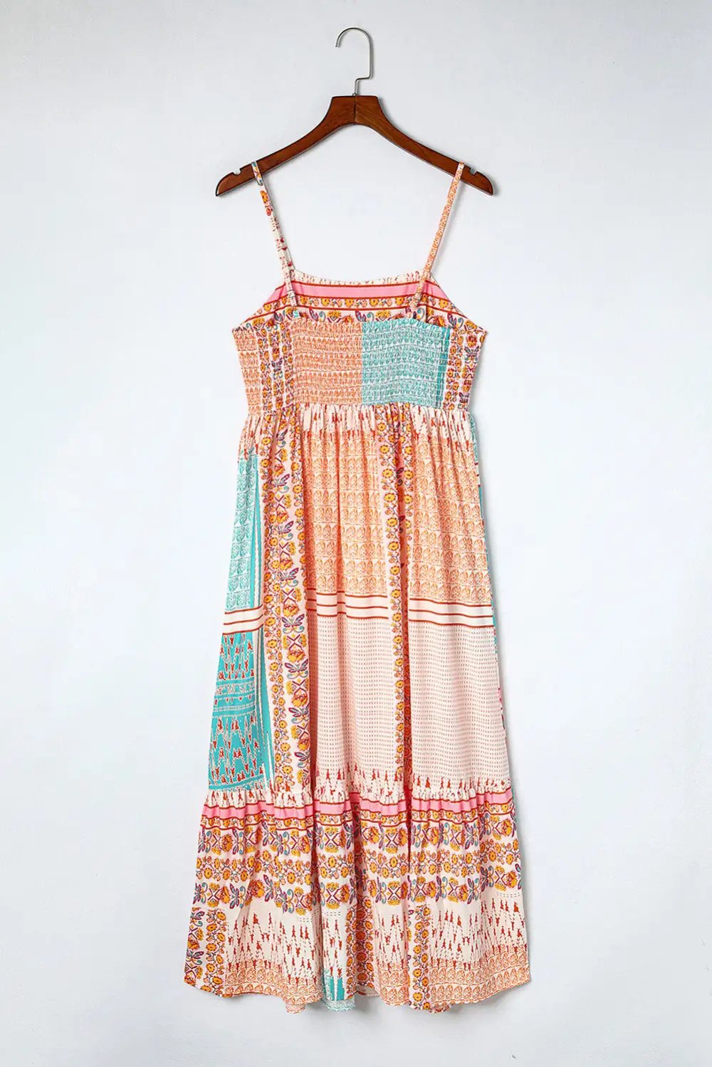 Boho Patchwork Print Square Neck Dress