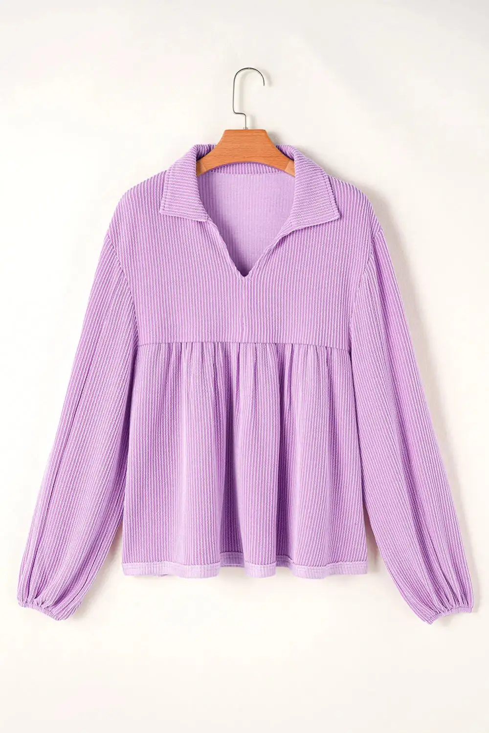 V-Neck Turn-down Collar Blouse