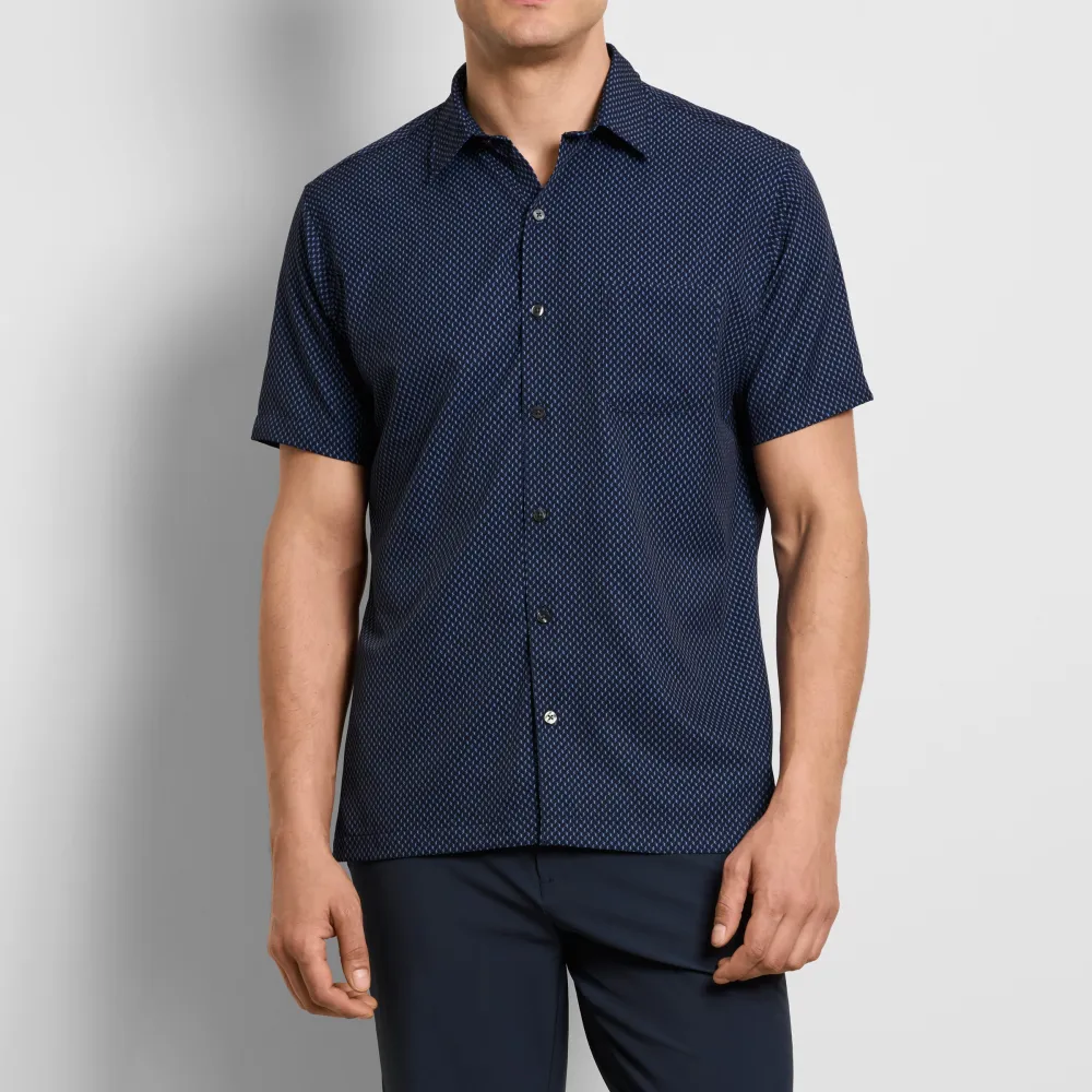 Gate Pattern Short Sleeve Camp Shirt