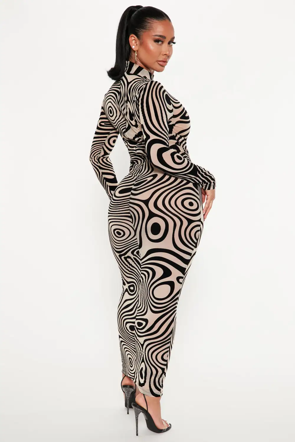 City Vision Mesh Maxi Dress - Black/combo