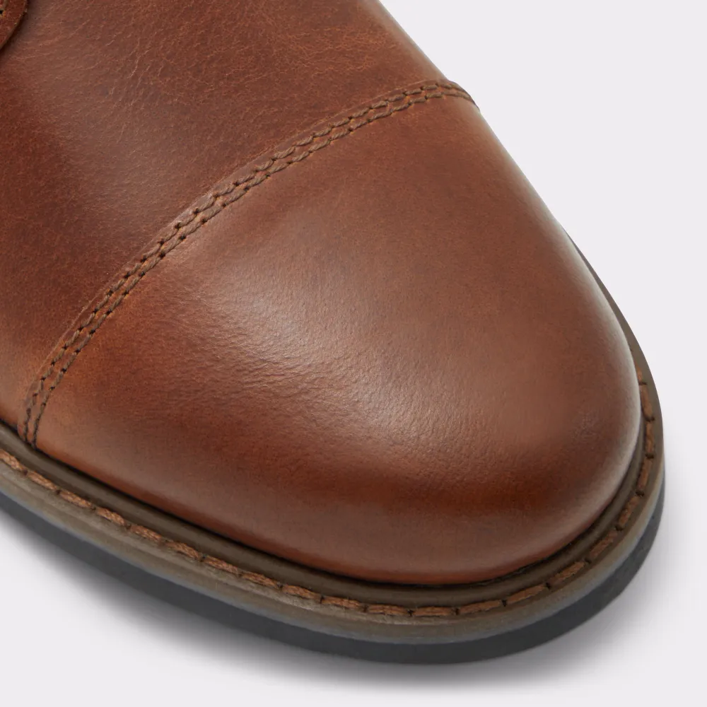 Low Heel Cognac Buckle Lace-Up Men's Ankle Boots