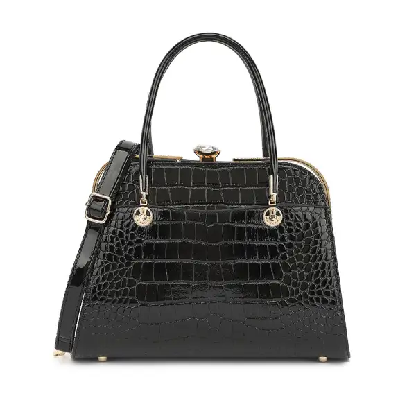 Croco Patent Satchel Bag