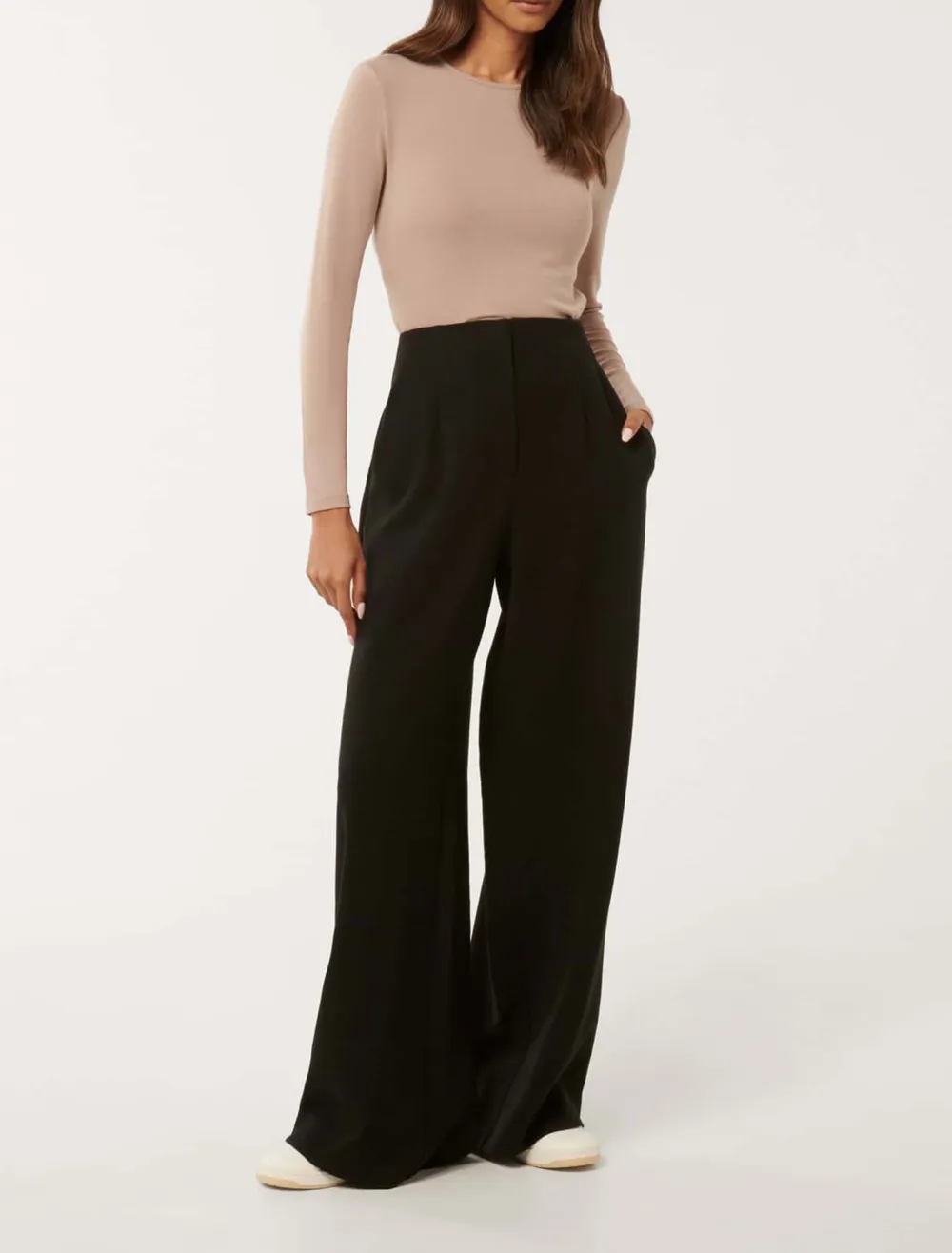 Petite High-Waist Wide-Leg Pants