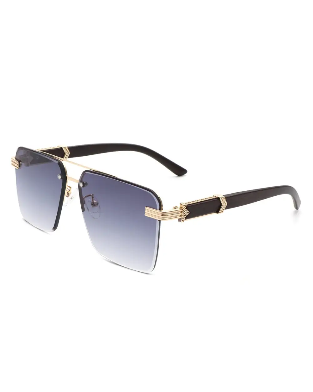 Structured Square Rimless Frame Sunglasses