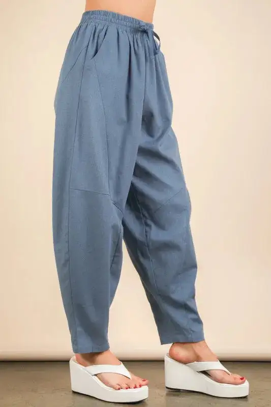 Solid Barrel Comfy Woven Pants