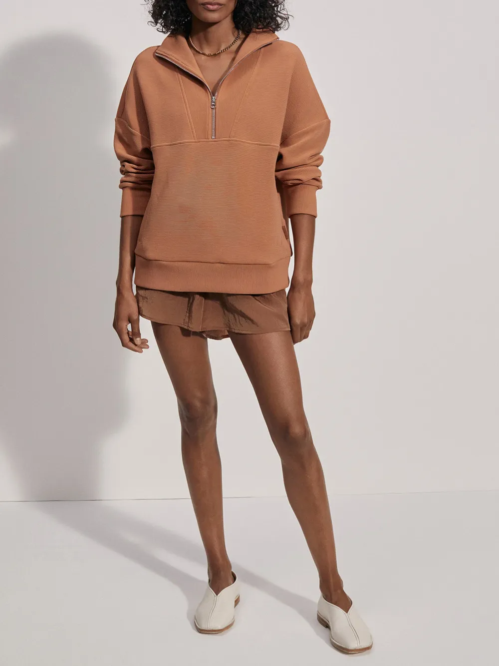 Stylish Quarter-Zip Long-Sleeve Waffle Sweatshirt