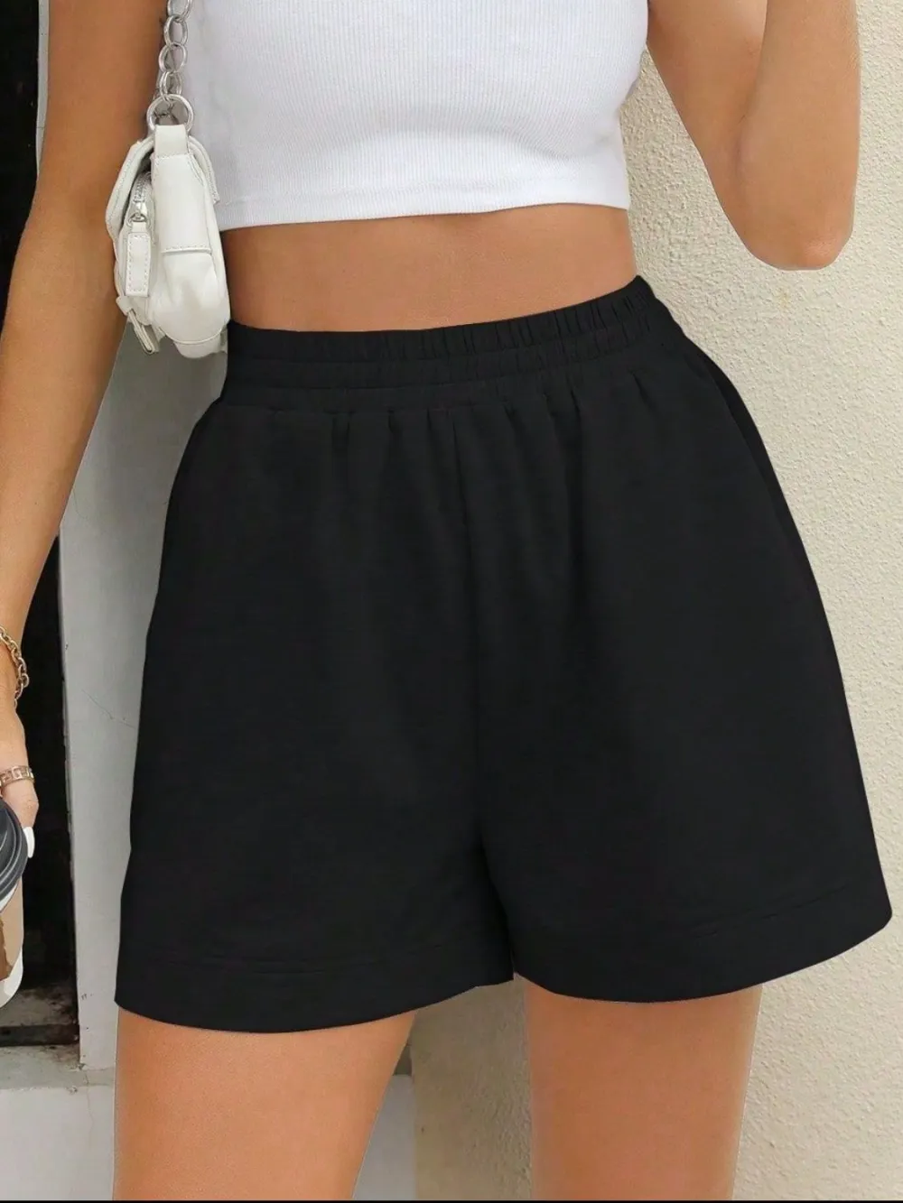 Polished Elastic Waist Shorts