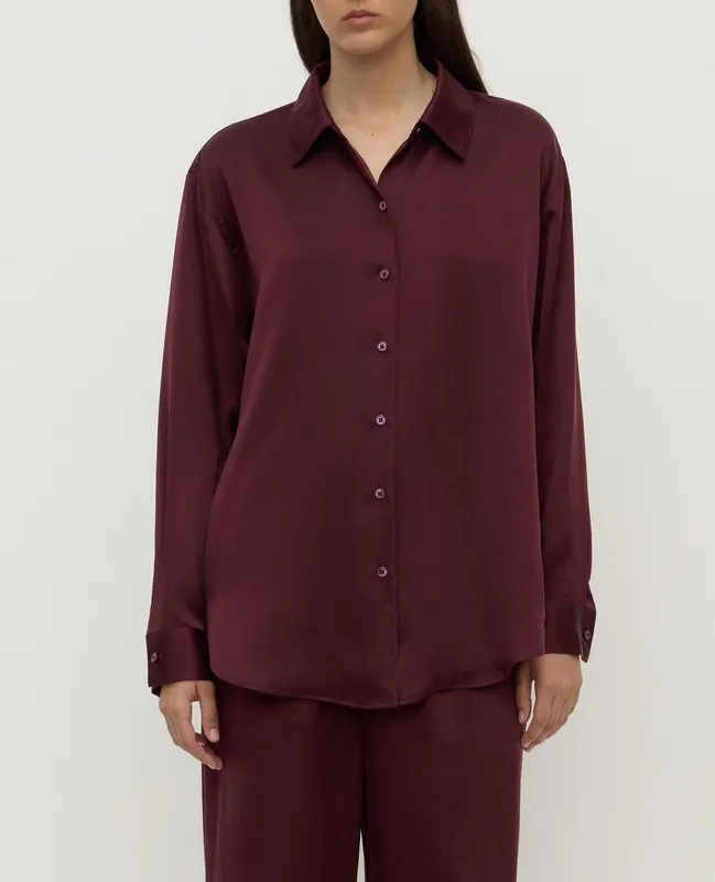 Merlot Relaxed Silk Shirt