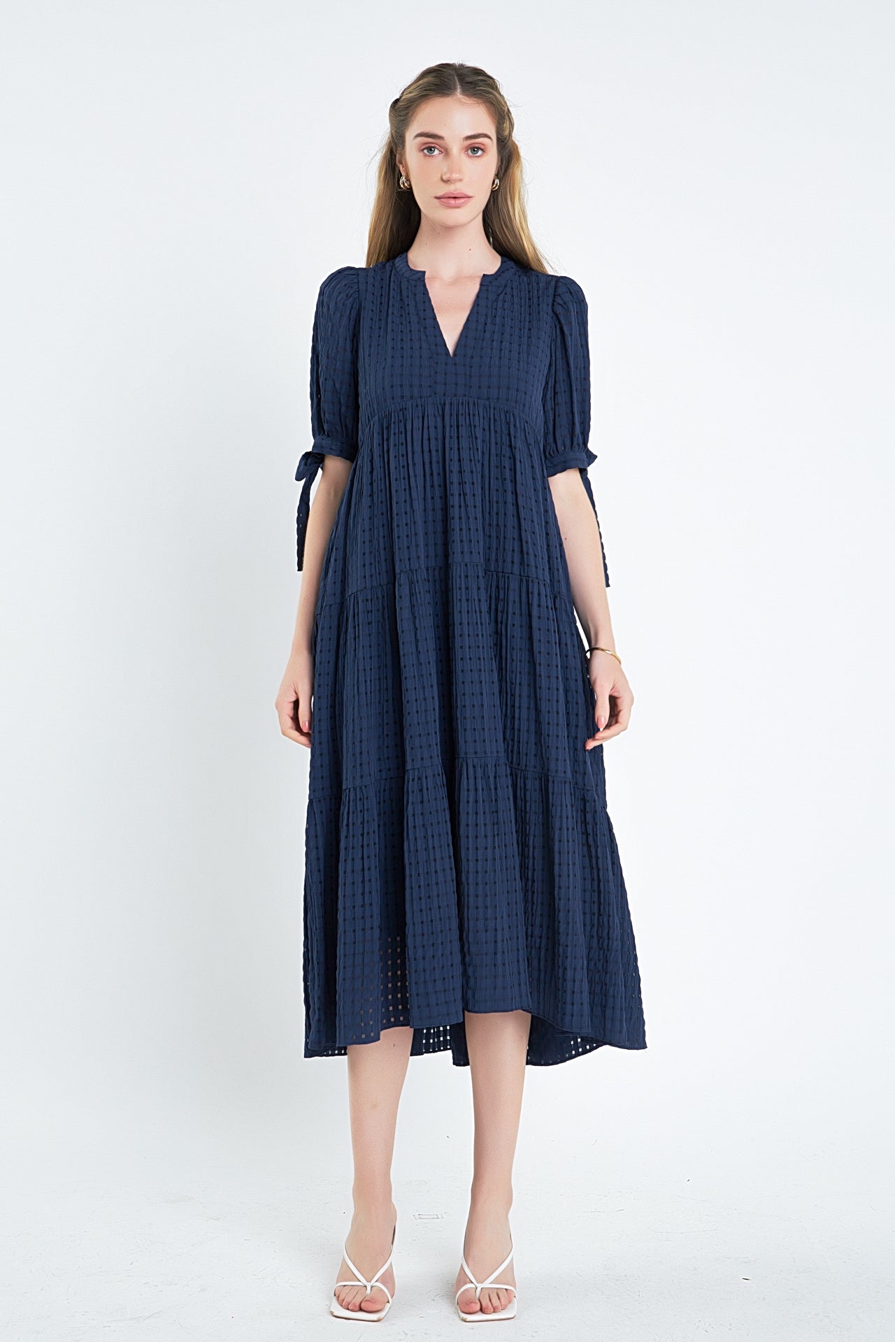 Gingham Tiered Midi Dress