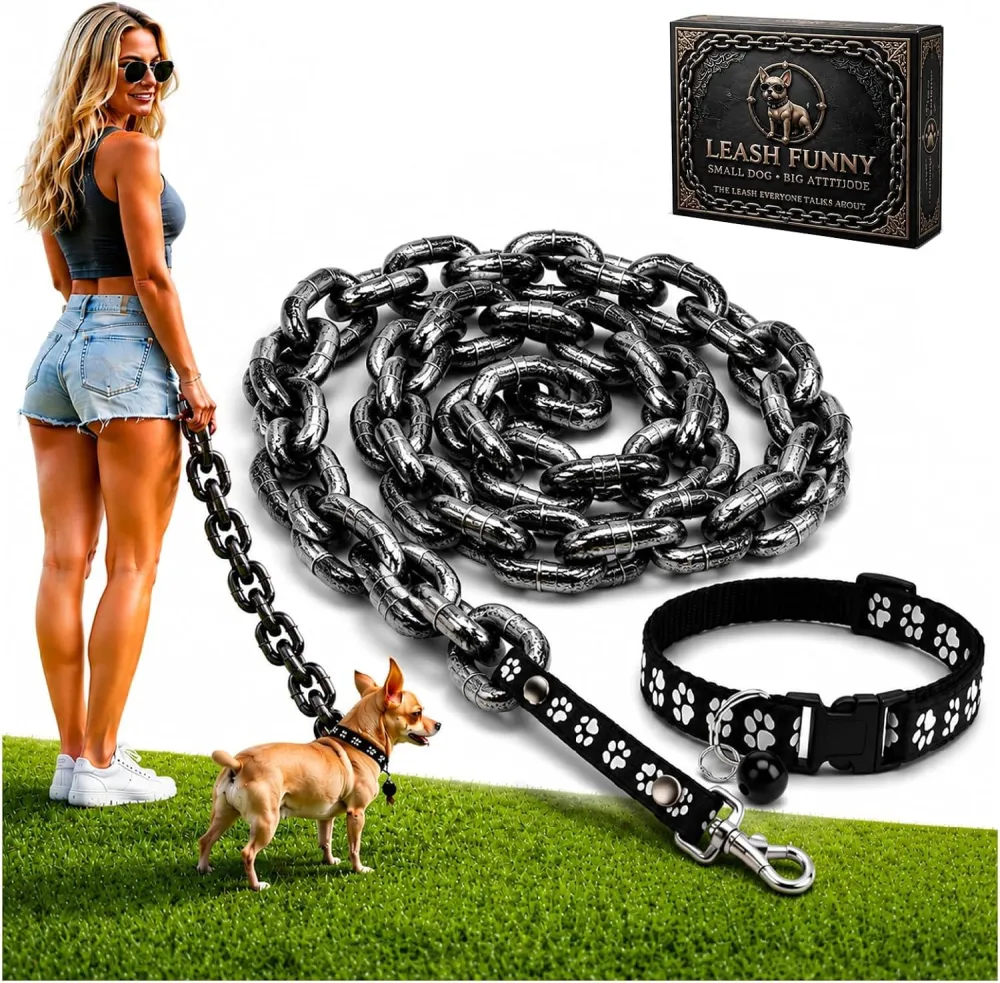 Funny Pet Simulation Thick Iron Chain with Collar
