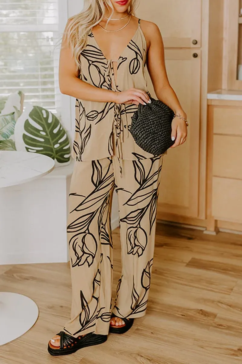 Exquisite Fashion Art Floral Women's Wide Leg Pants