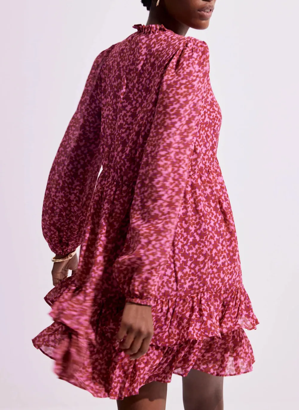 Casual Style Pink Floral Print Mini Dress