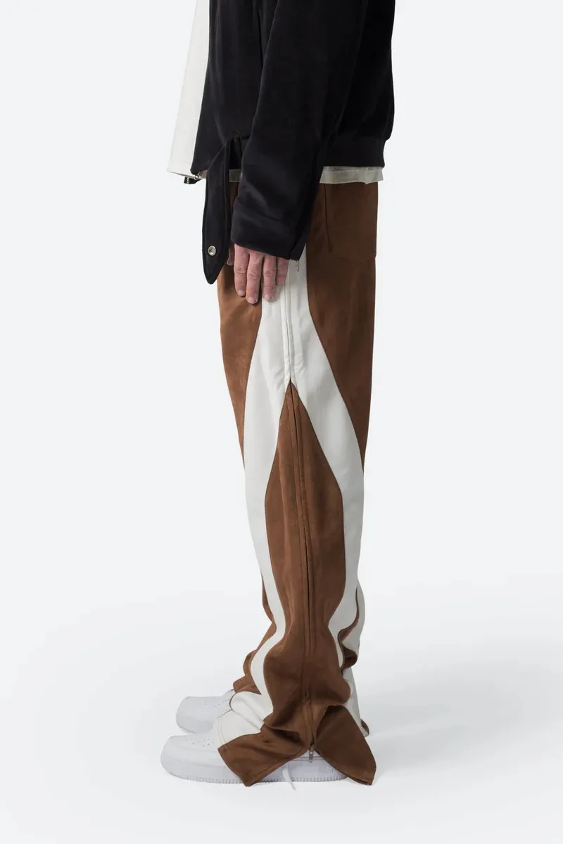 BROWN ELASTIC WAIST WIDE LEG PANTS