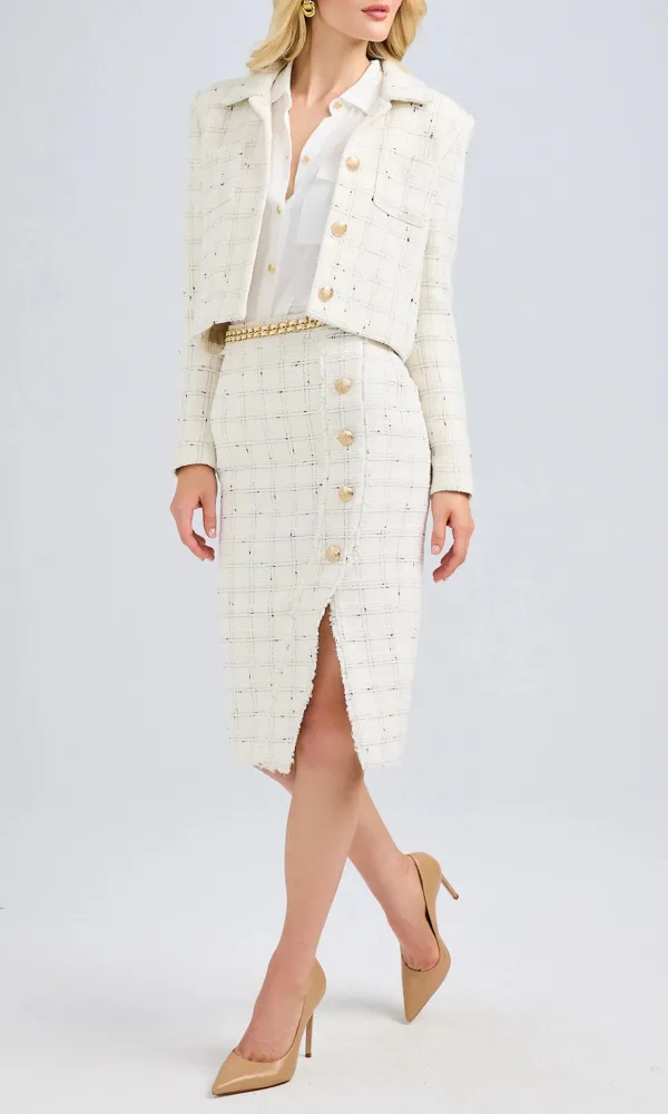 White Cropped Tweed Jacket