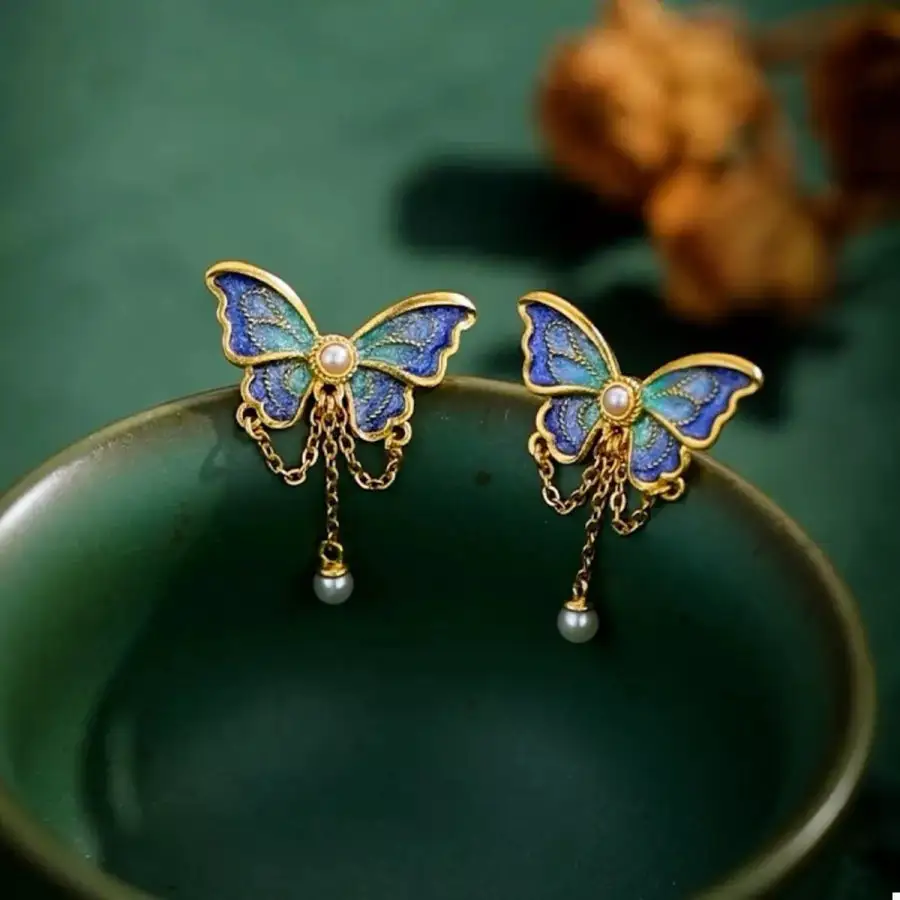 K Gold Plated Butterfly Earrings