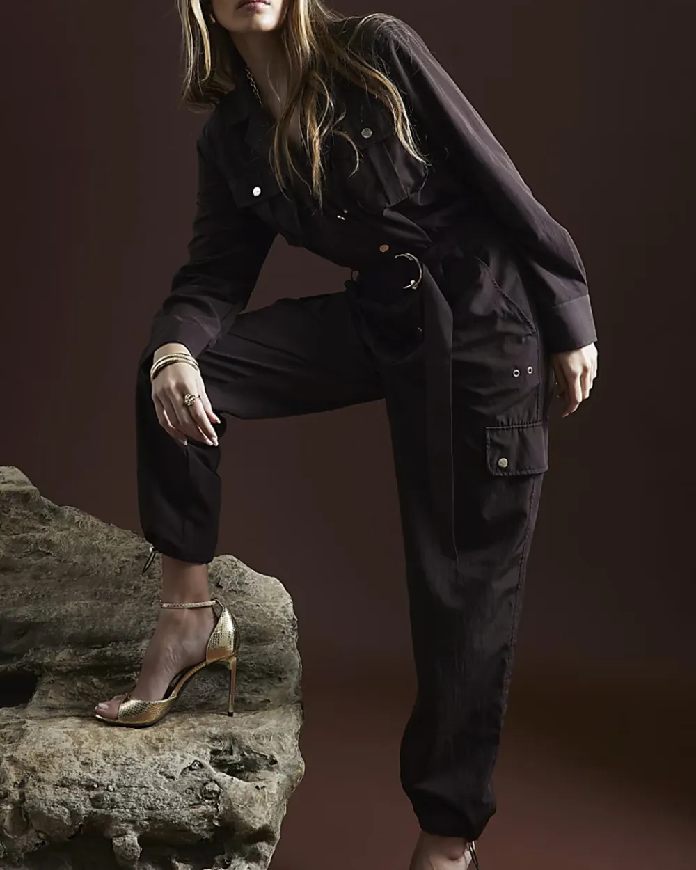 Versatile Brown Long-Sleeved Elegant Bodysuits