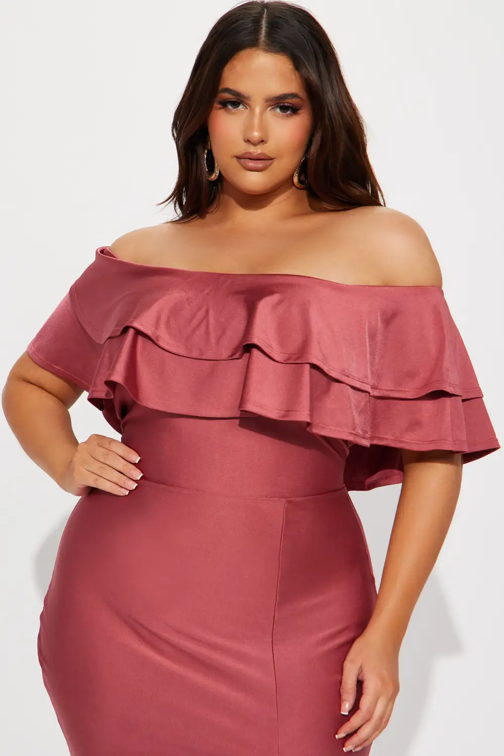 Life's A Runway Ruffle Gown - Mauve