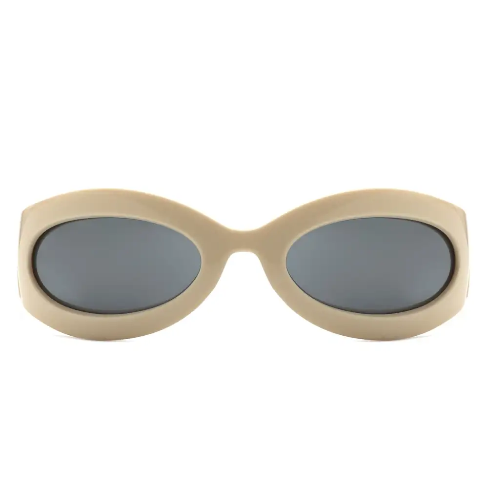 Patterned Oval Round Frame Sunglasses