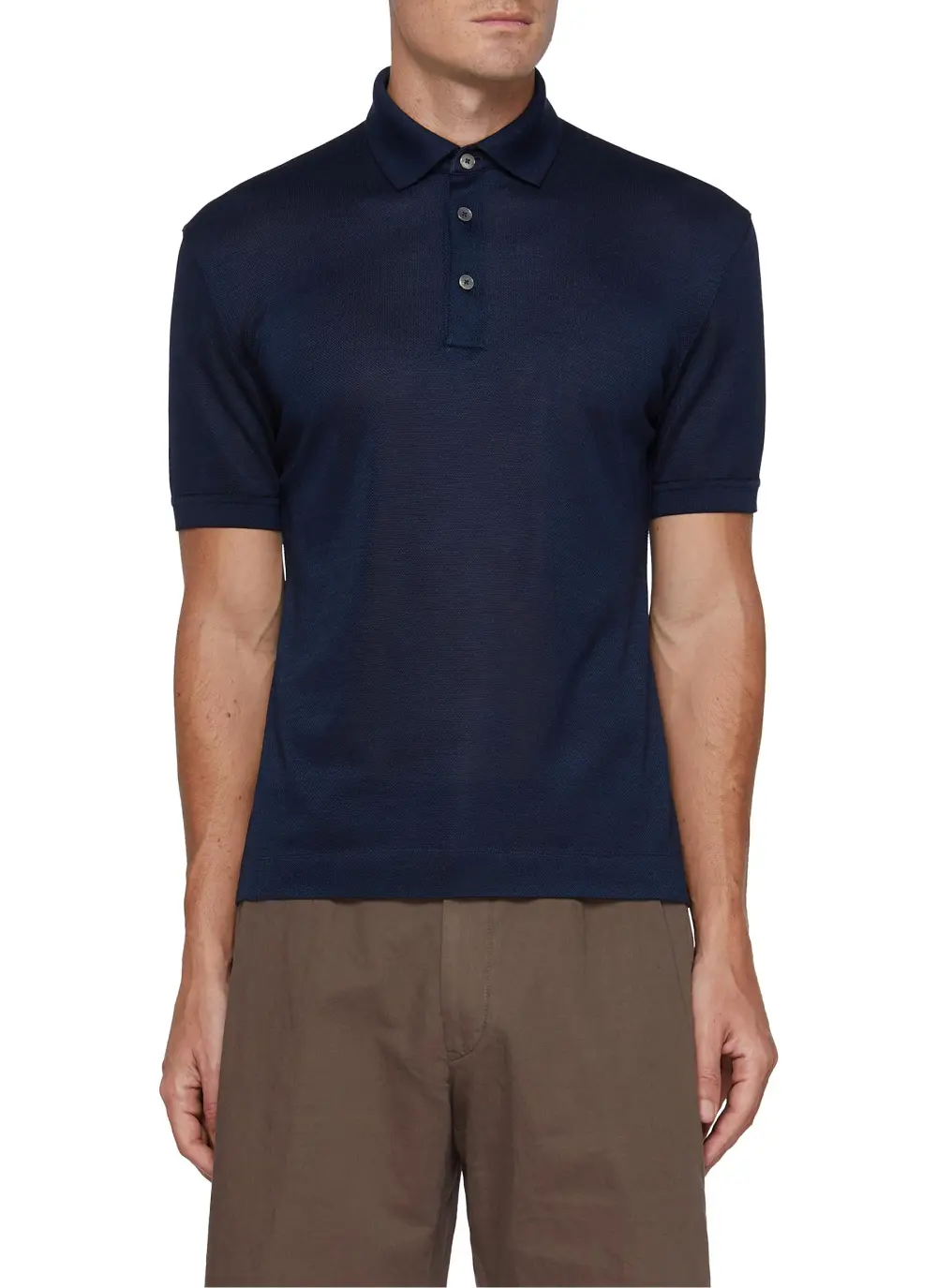 Simple Soft And Comfortable Silk Dark Blue Polo Shirt