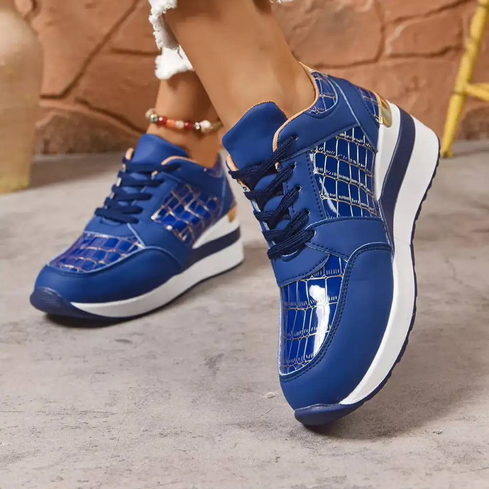 Refined Lace-Up Round Toe Sneakers