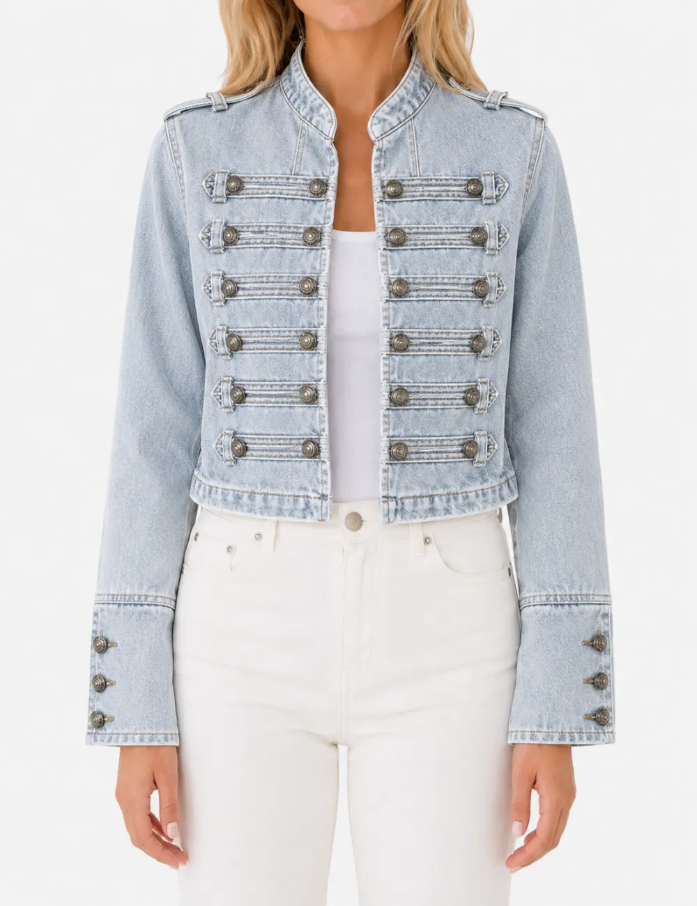 Casual Button Front Long Sleeve Denim Jacket