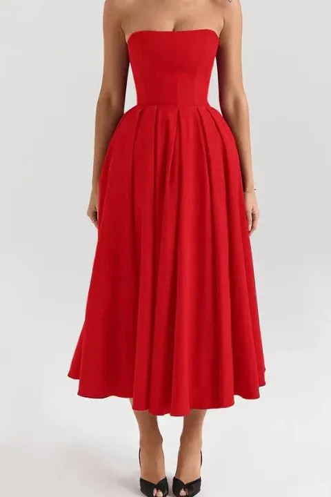 Strapless Silhouette Midi Dress