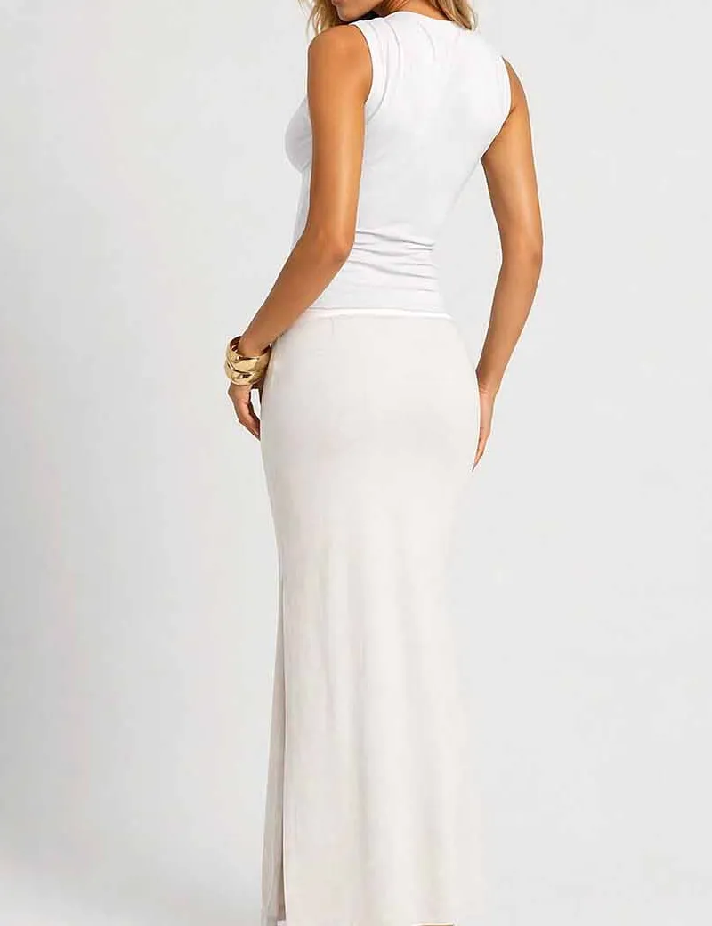 Twist Knot Shoulder Ruched Sleeveless Tank Top