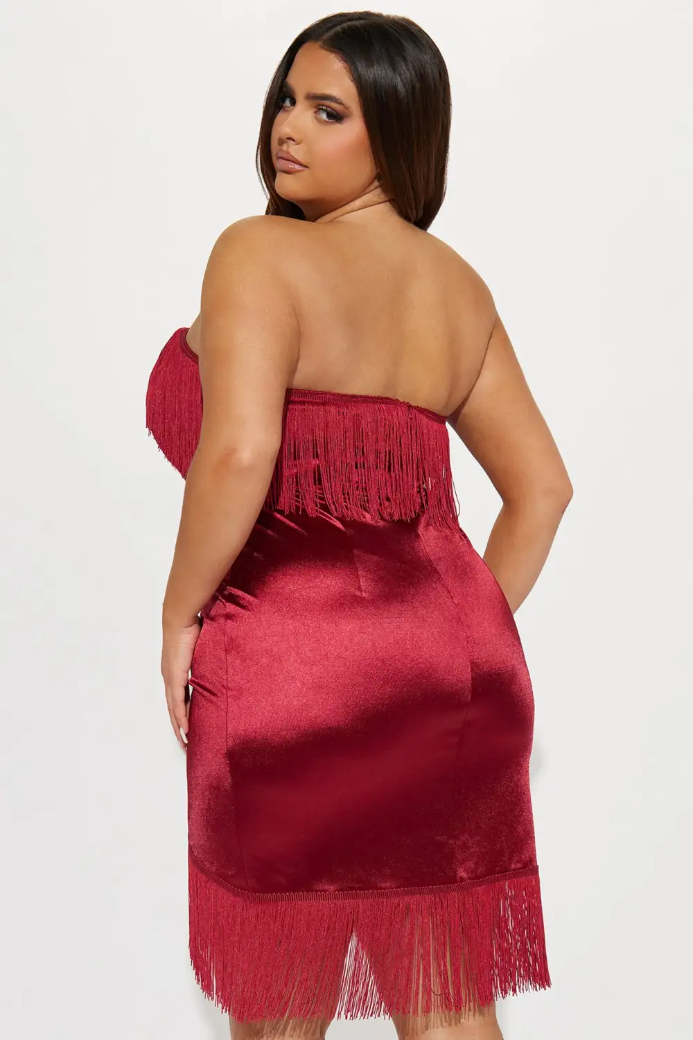 Fallyn Fringe Mini Dress - Wine