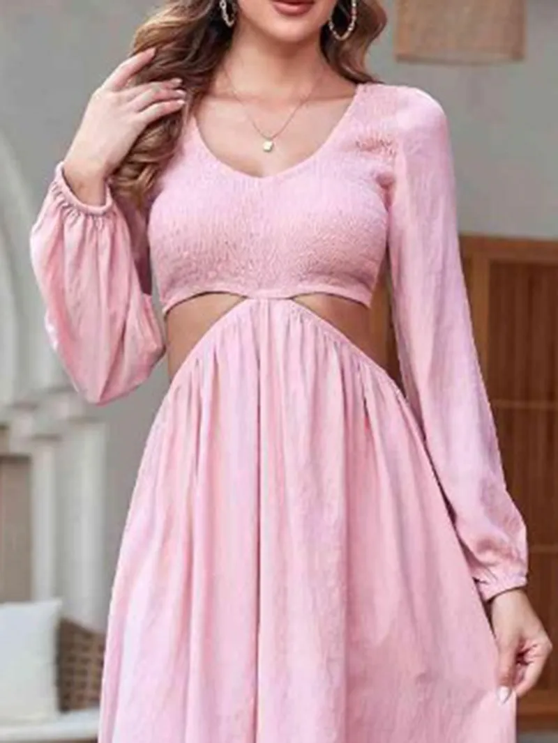 Women's pink open waist dress