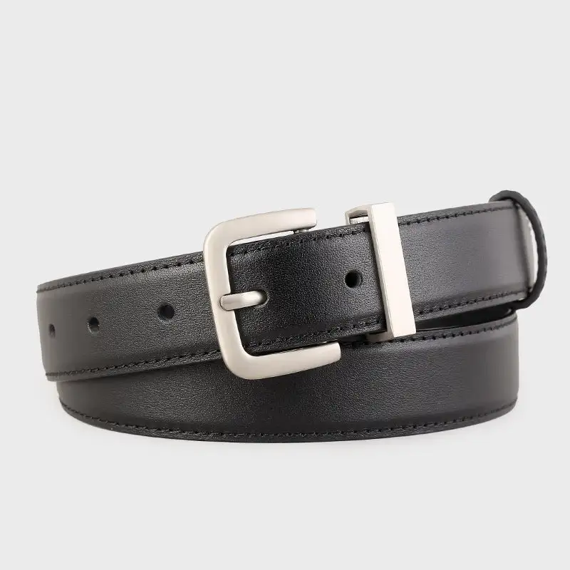 Layered Classic Leather Belt with Buckle