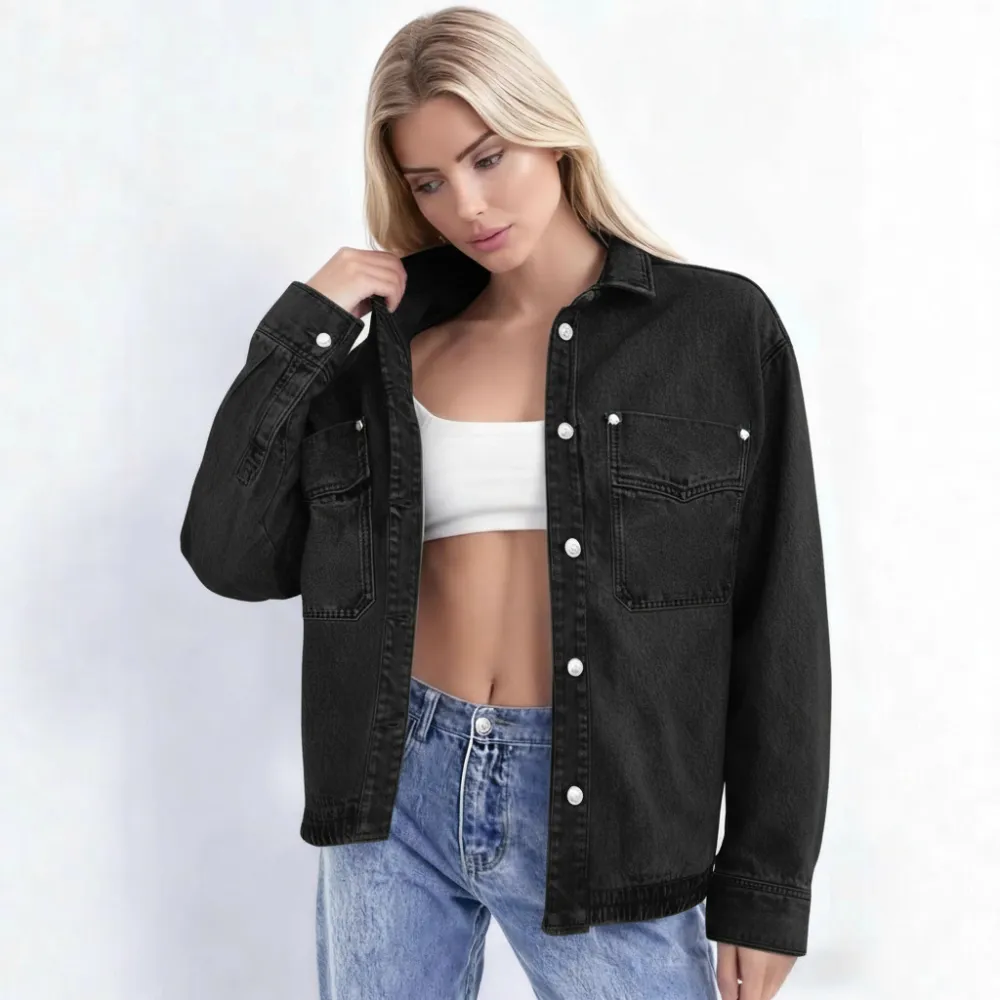 Washed Split-Hem Denim Shirt