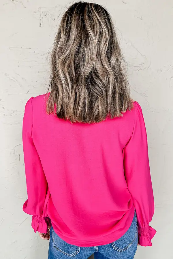 Ruffled Smocked Shirred Blouse