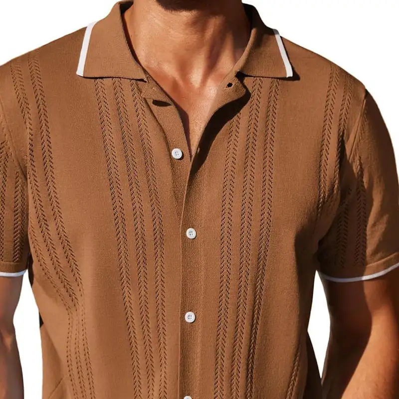 Polished Short Sleeve Collared Knit Shirt