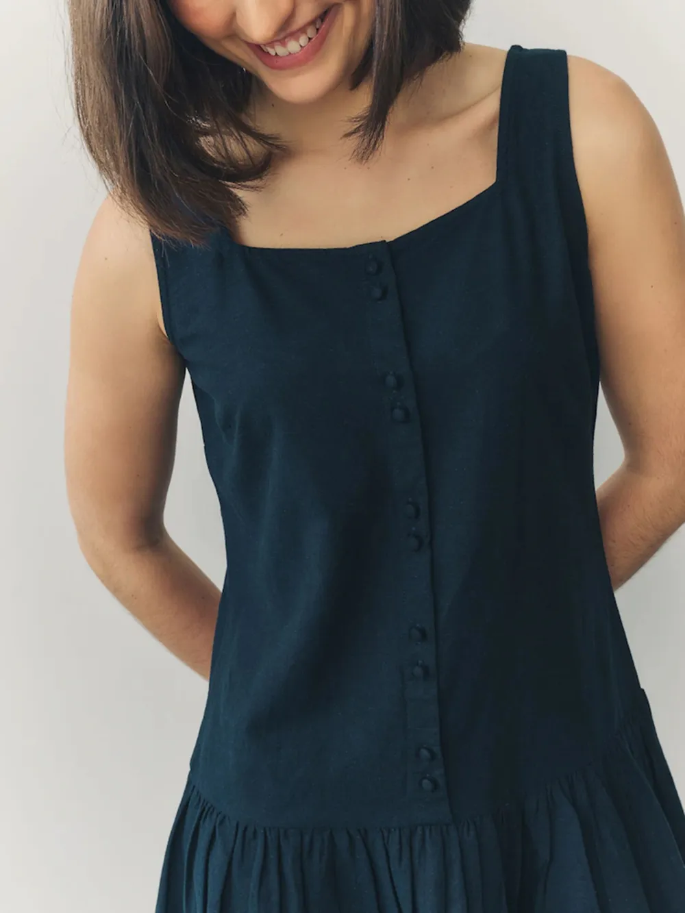 Basic Minimalist Bohemian Style Solid Color Dress