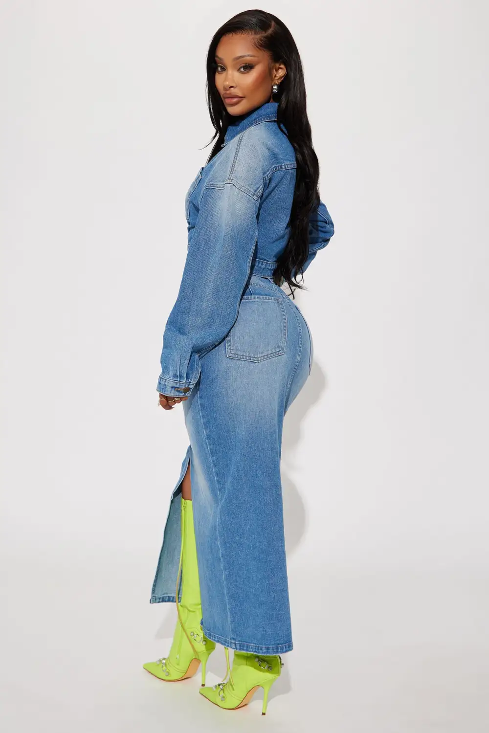 New Mood Denim Skirt Set - Medium Wash