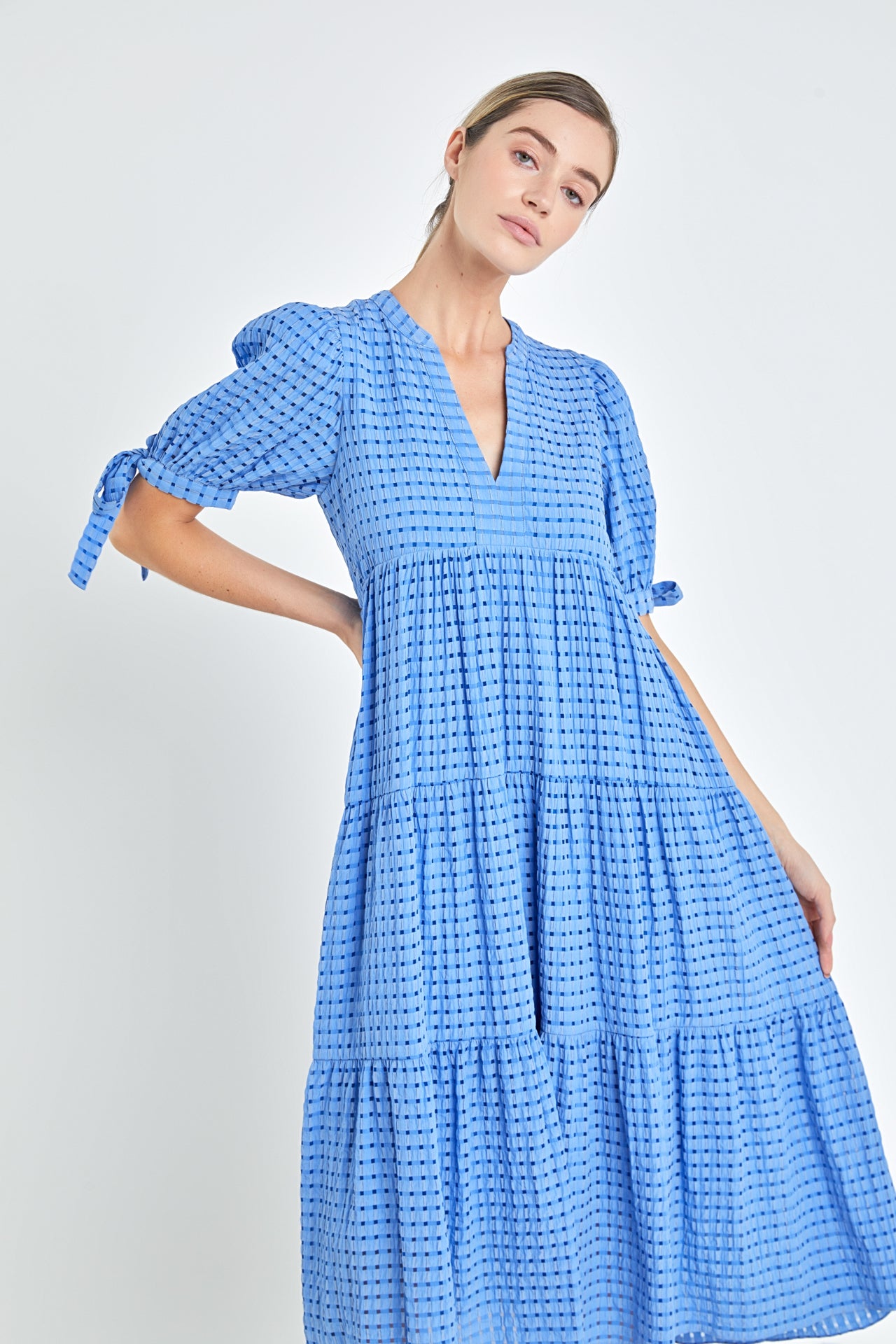 Gingham Tiered Midi Dress