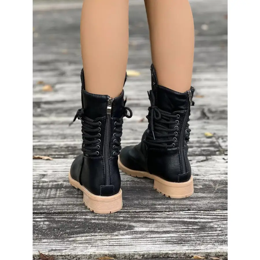 Round Toe Block Heels Boots