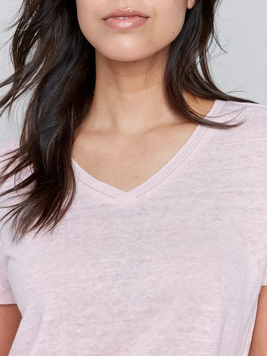 Cool Linen Breathable V-Neck Short Sleeves