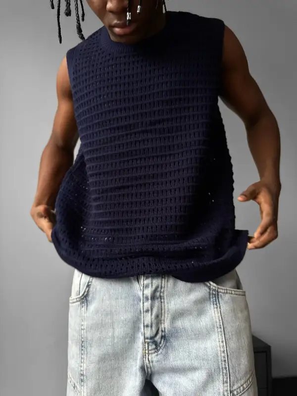 Weekend Relaxed Grid Texture Tank Top