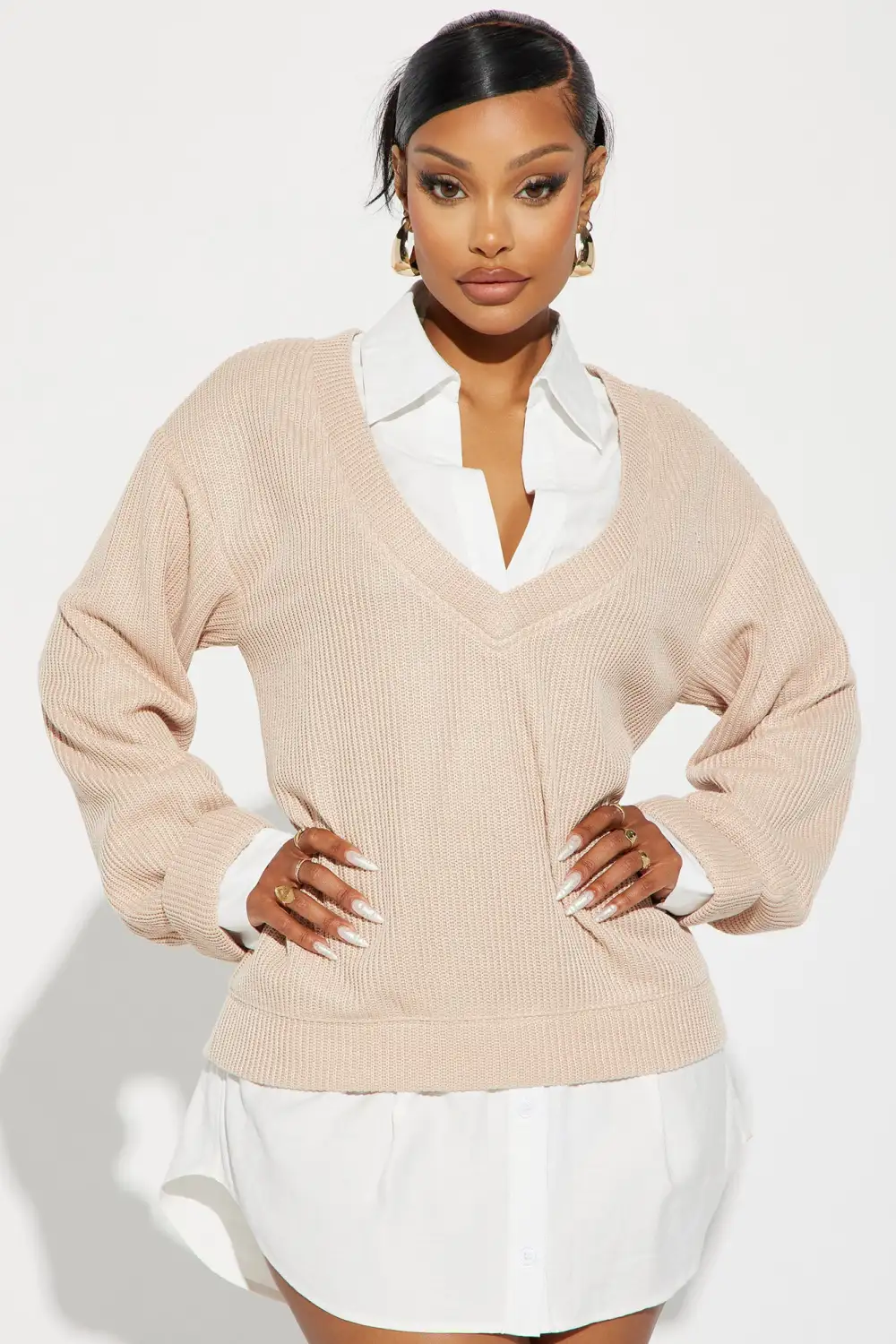 Gianna Sweater Mini Dress - Taupe